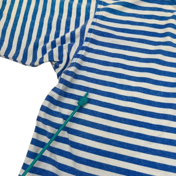 Gotcha Vintage Blue & White Striped Mens T-Shirt S 100% Cotton Pocket Logo - Picture 3 of 9
